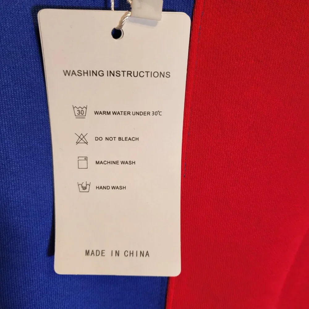 Zesica Long Sleeve Oversized Colorblock Sweatshirt Small Red/Blue NEW - Picture 6 of 8